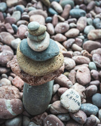 High angle view of stones