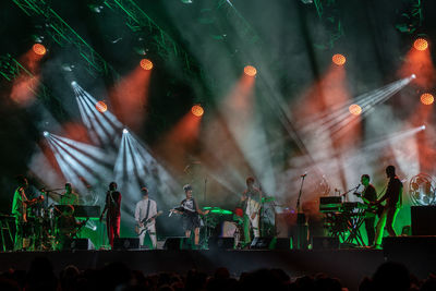 Crowd at music concert at night