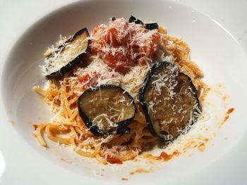 High angle view of meal served in plate