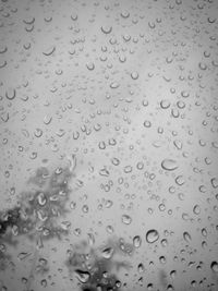 Full frame shot of raindrops on window