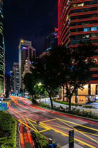 High angle view of illuminated city at night