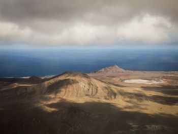 Scenic view of mountain against cloudy sky