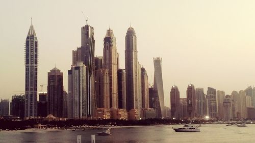 City skyline with river in background