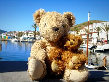 View of stuffed toy in boat