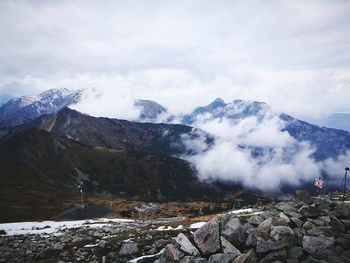 Scenic view of mountains against sky