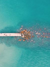 High angle view of pier in the sea