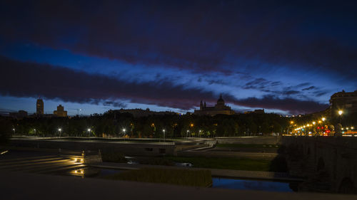 City lit up at night