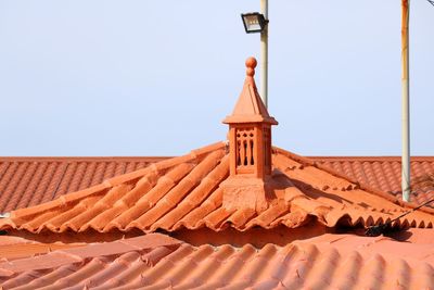 Tiled roof against clear sky