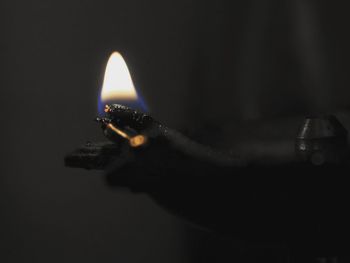 Close-up of burning candle