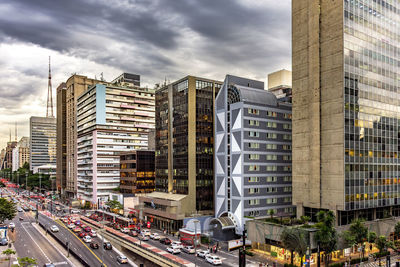 Buildings in city against sky
