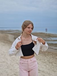 Portrait of beautiful girl in the beach