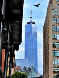 Low angle view of modern buildings in city