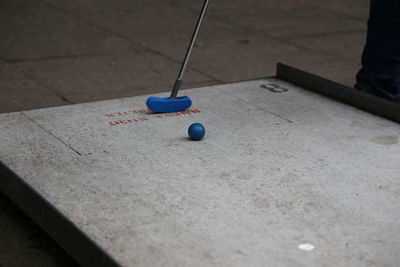 High angle view of ball on floor