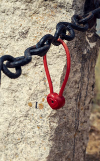 Close-up of padlock on chain