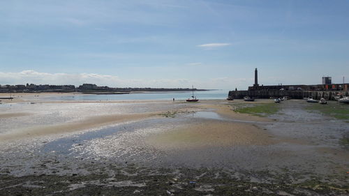 Scenic view of beach against sky