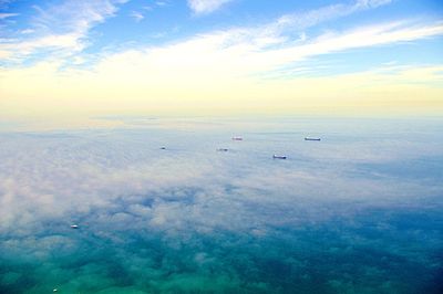 Scenic view of sea against cloudy sky
