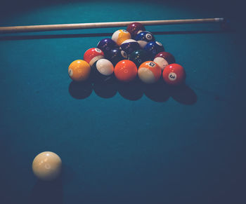 Close-up of multi colored lights on table