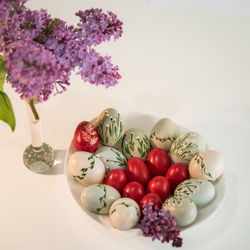 Close-up of christmas decorations on table