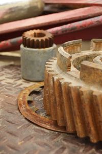 Abandoned vehicle parts on street