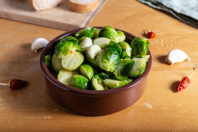 Close-up of food in bowl on table