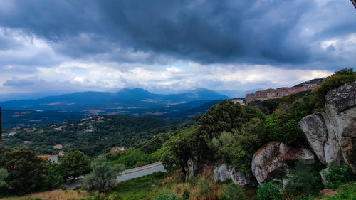 Scenic view of mountains against sky