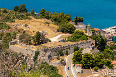 Nafplio, greece, july 17, 2022.fort palamidi. nafplion is a greek city in the peloponnese.