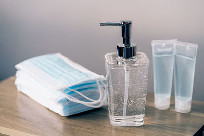 Close-up of water bottle on table