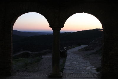 View of bridge at sunset
