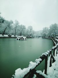 Scenic view of frozen lake against sky