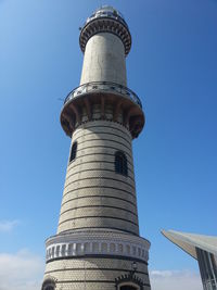 Low angle view of built structure against blue sky