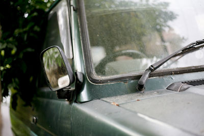 Close-up of wet car window