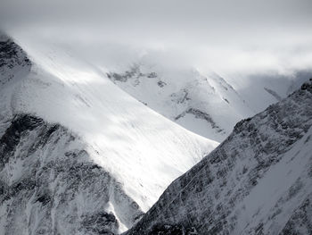 Scenic view of snow covered mountains against sky