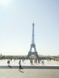 Group of people in front of tower