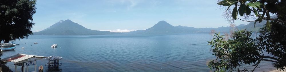 Scenic view of lake and mountains