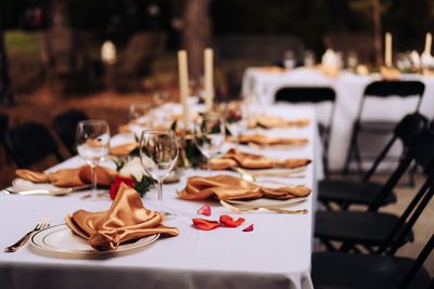 Close-up of food served on table in restaurant