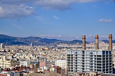 High angle view of townscape against sky
