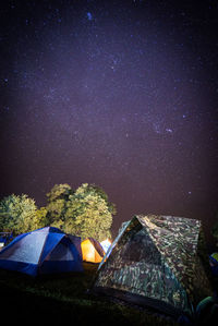 Tent against sky at night