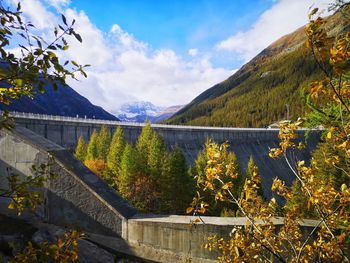 Scenic view of mountains against sky during autumn