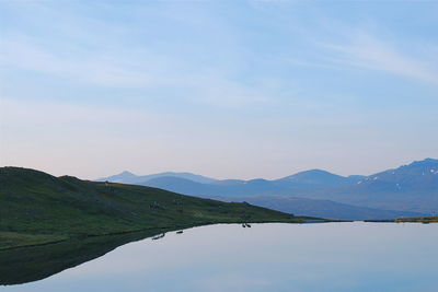 Scenic view of lake against sky