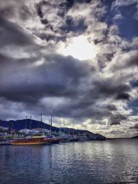 Scenic view of sea against cloudy sky