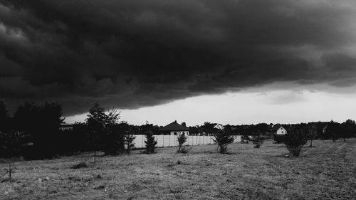 Scenic view of landscape against cloudy sky