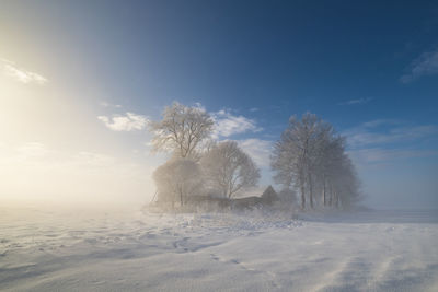 Scenic view of beach against sky during sunset
