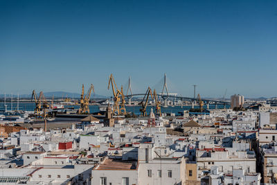 Cityscape against clear sky
