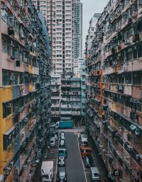 High angle view of buildings in city