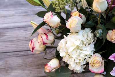 Close-up of flower bouquet on table