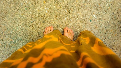Low section of person standing on beach