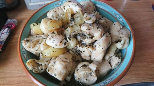 High angle view of food in bowl