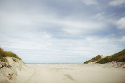 Scenic view of beach against sky