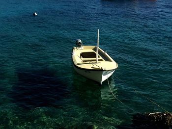 High angle view of boat in sea