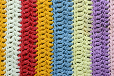 Full frame shot of multi colored woollen